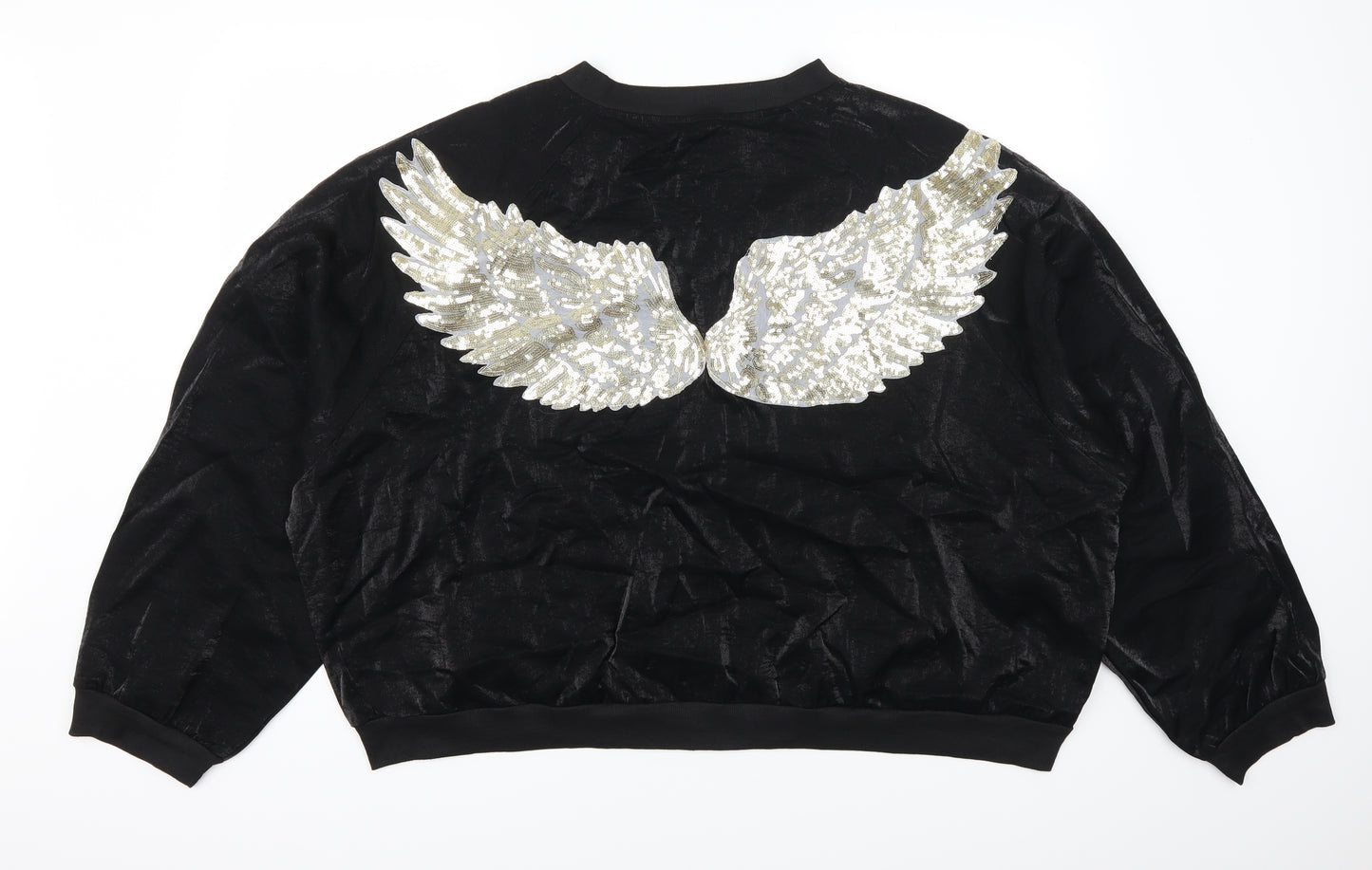 Preworn Womens Black   Bomber Jacket Jacket Size 4XL  - Wings