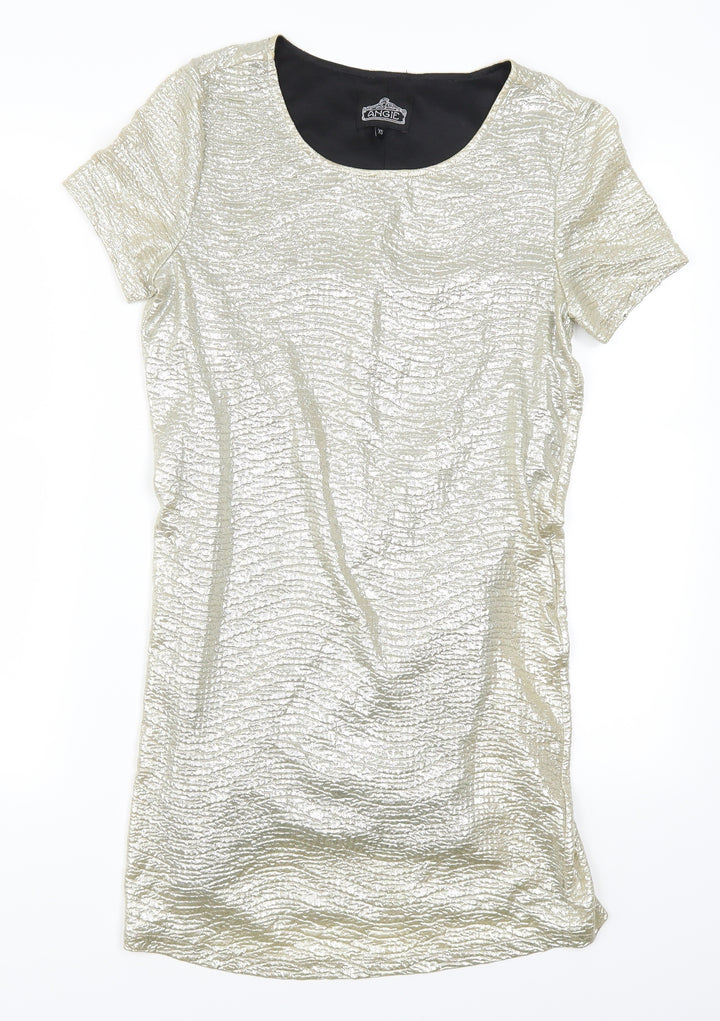 Angie Womens Gold T-Shirt Dress Size XS