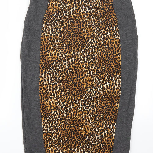 Marks and Spencer Womens Brown Animal Print  Straight & Pencil Skirt Size 12