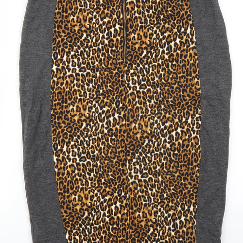 Marks and Spencer Womens Brown Animal Print  Straight & Pencil Skirt Size 12