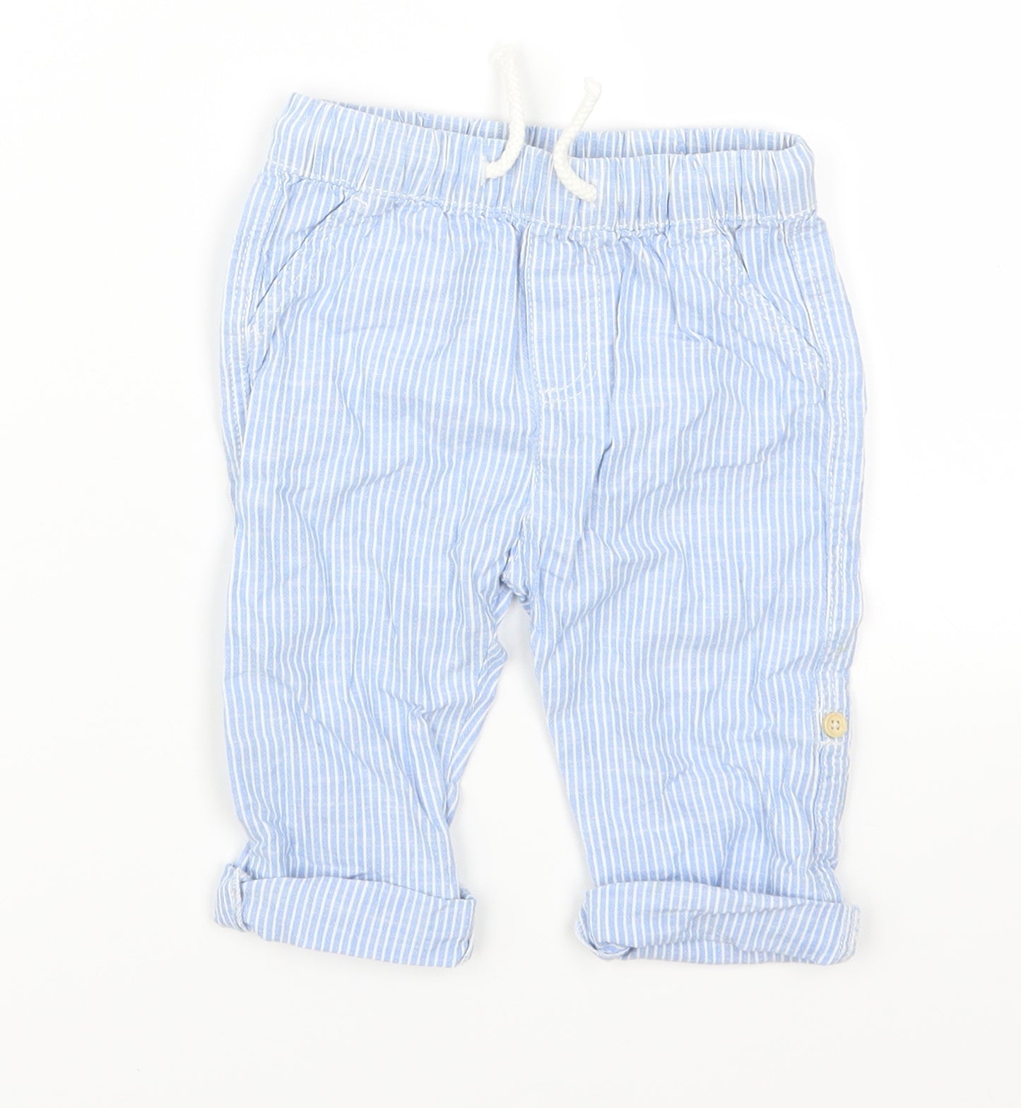 H&M Boys Blue Striped  Capri Trousers Size 9-12 Months