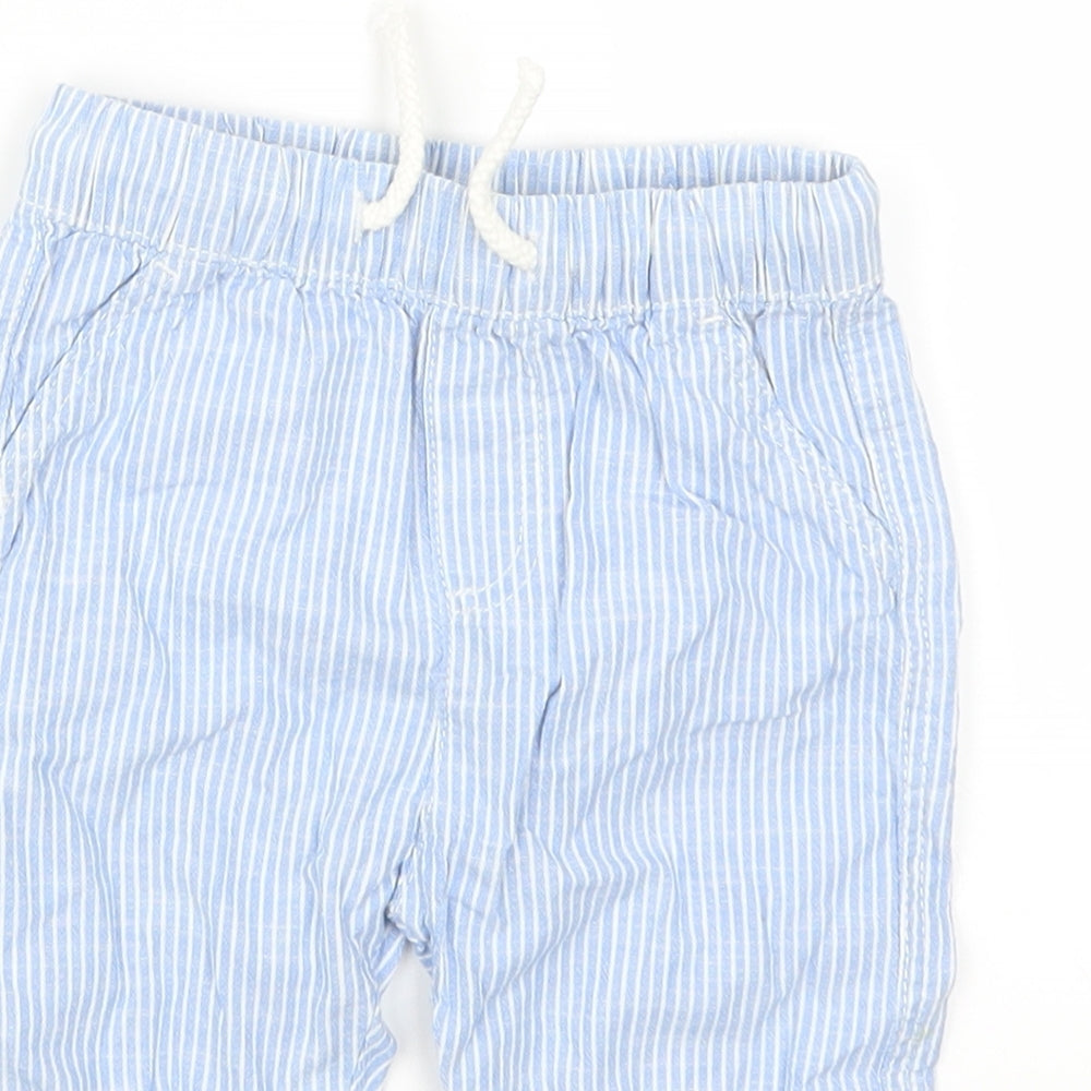 H&M Boys Blue Striped  Capri Trousers Size 9-12 Months