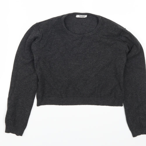 Pull & Bear Womens Grey   Pullover Jumper Size L  - Cropped