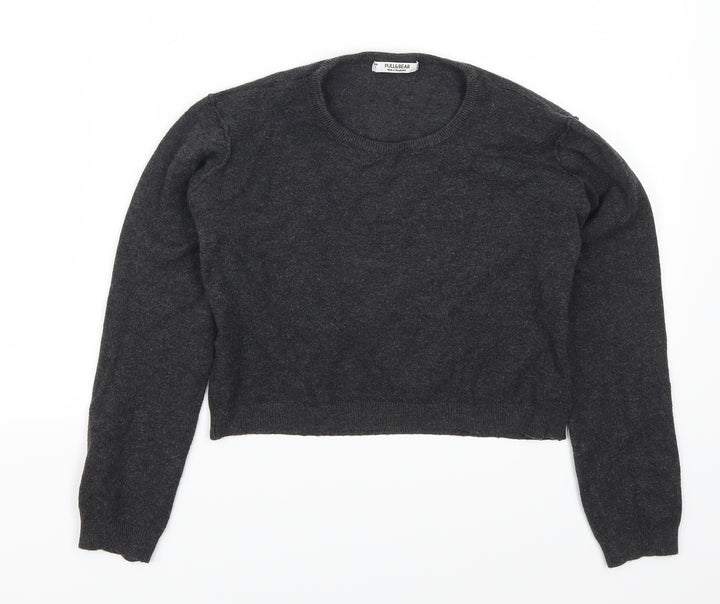 Pull & Bear Womens Grey Pullover Jumper Size L - Cropped