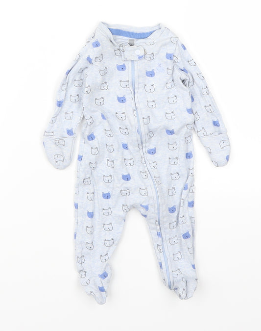 Front view of Gap Baby Blue Animal Print Cami One Piece, size 0-3, Months - Bear Print