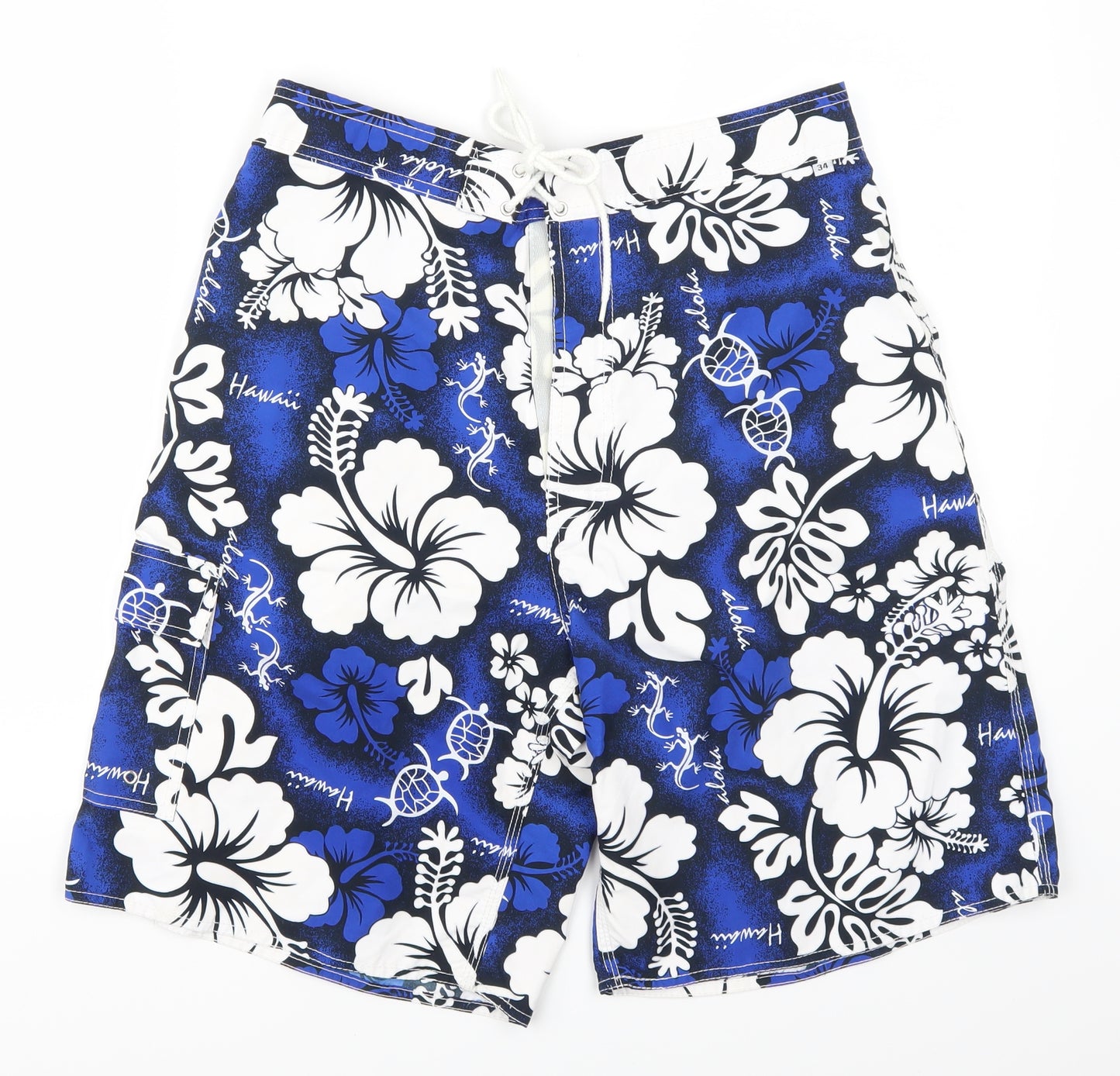 Preworn Mens Blue Floral  Athletic Shorts Size 34