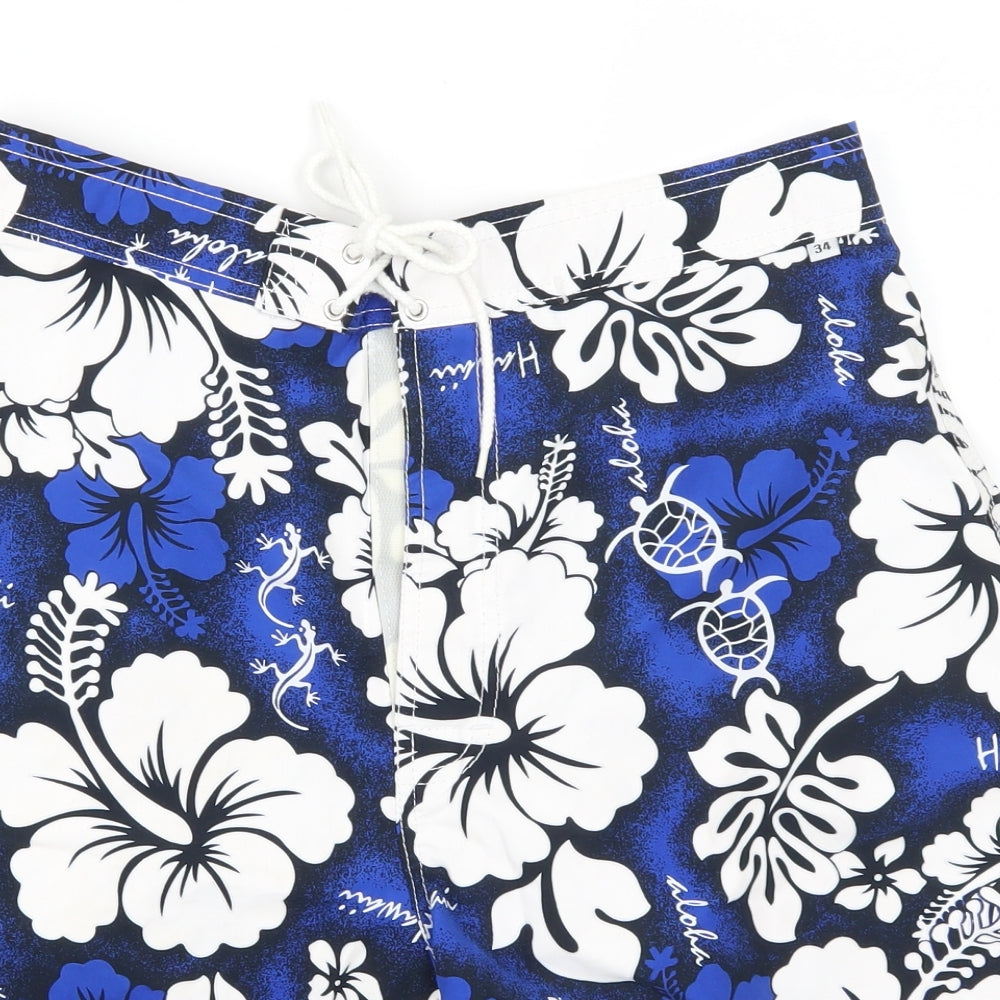 Preworn Mens Blue Floral  Athletic Shorts Size 34