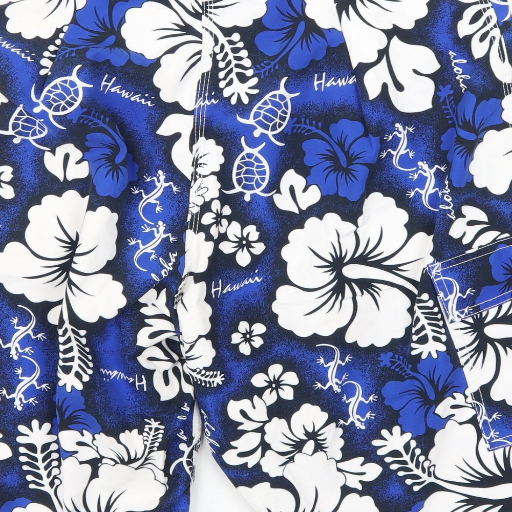 Preworn Mens Blue Floral  Athletic Shorts Size 34