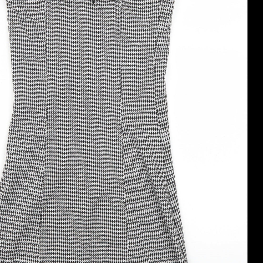 Bershka Womens Grey Houndstooth  Mini  Size XS