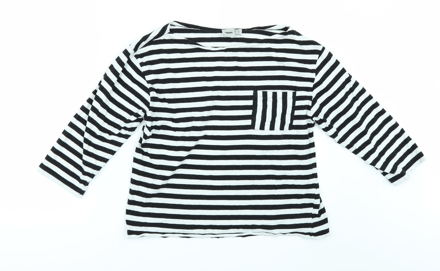 ASOS Womens White Striped  Basic T-Shirt Size 10