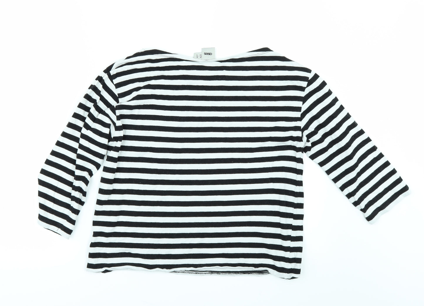 ASOS Womens White Striped  Basic T-Shirt Size 10