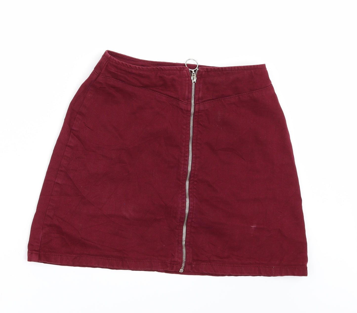 ASOS Womens Red  Denim Mini Skirt Size 8