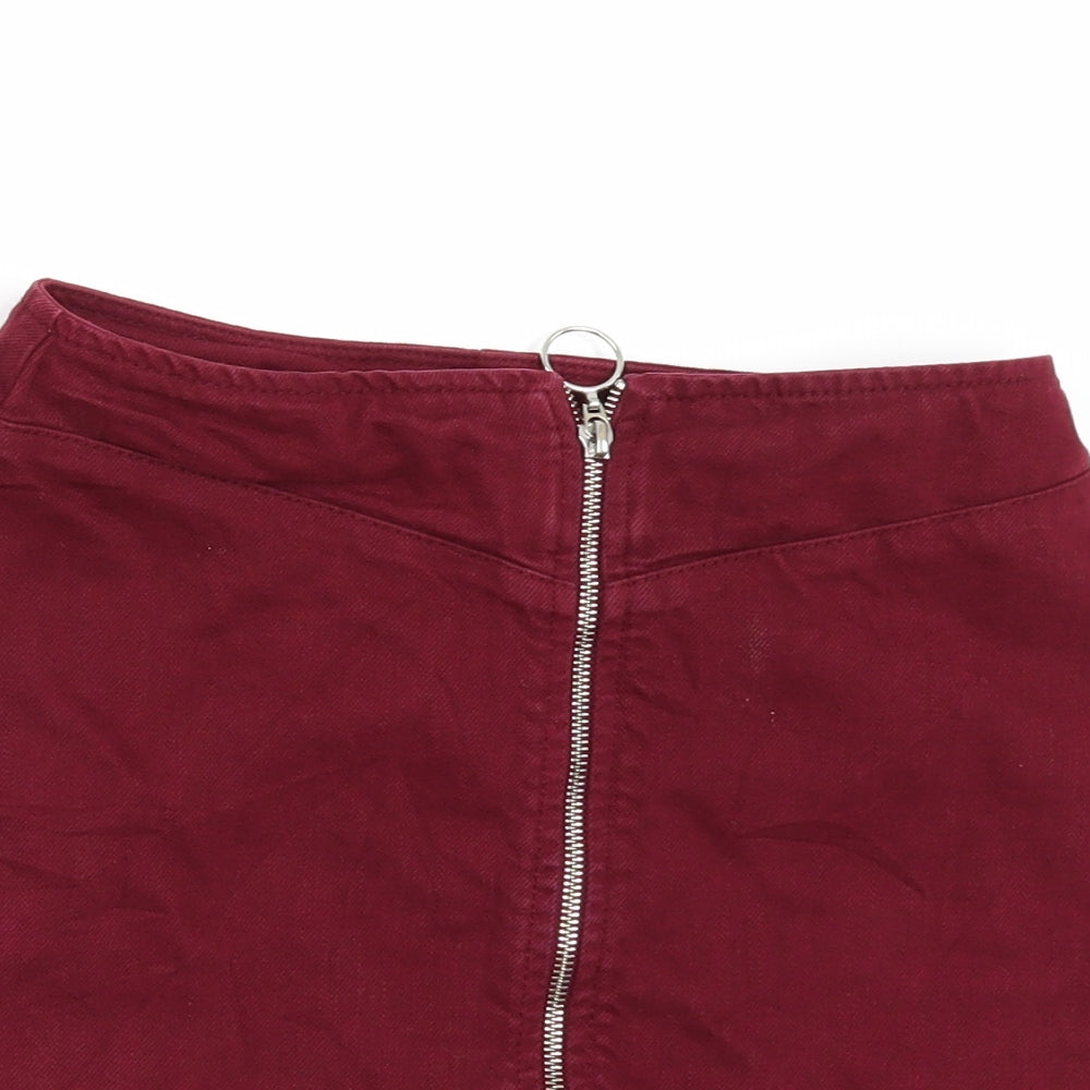 ASOS Womens Red  Denim Mini Skirt Size 8