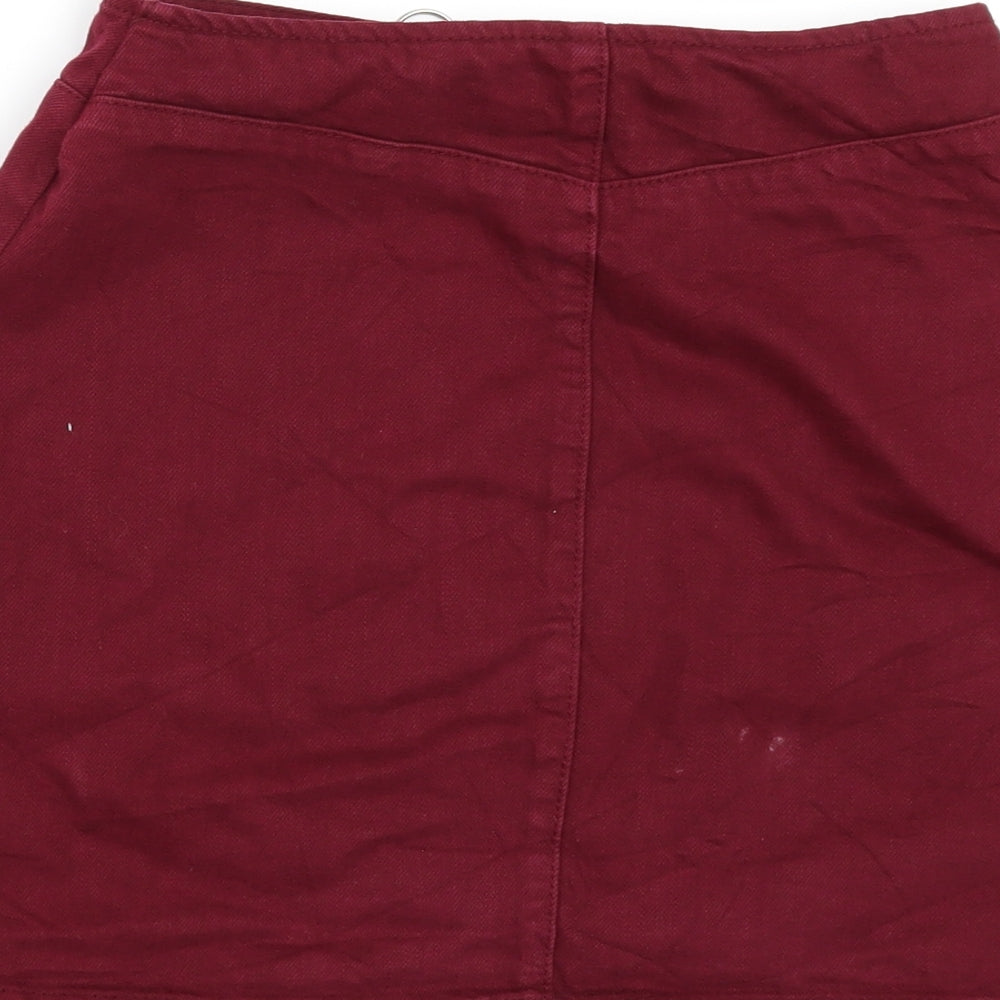 ASOS Womens Red  Denim Mini Skirt Size 8