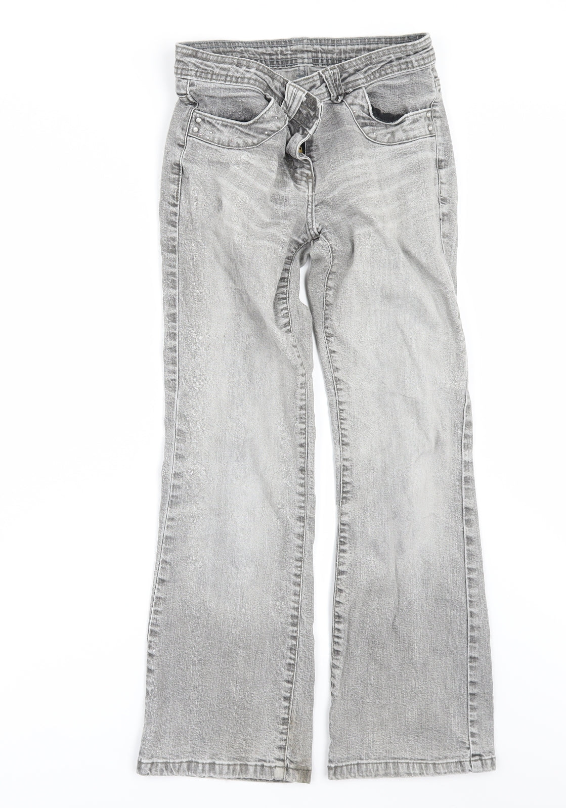 Attitude Girls Grey  Denim Flared Jeans Size 11-12 Years