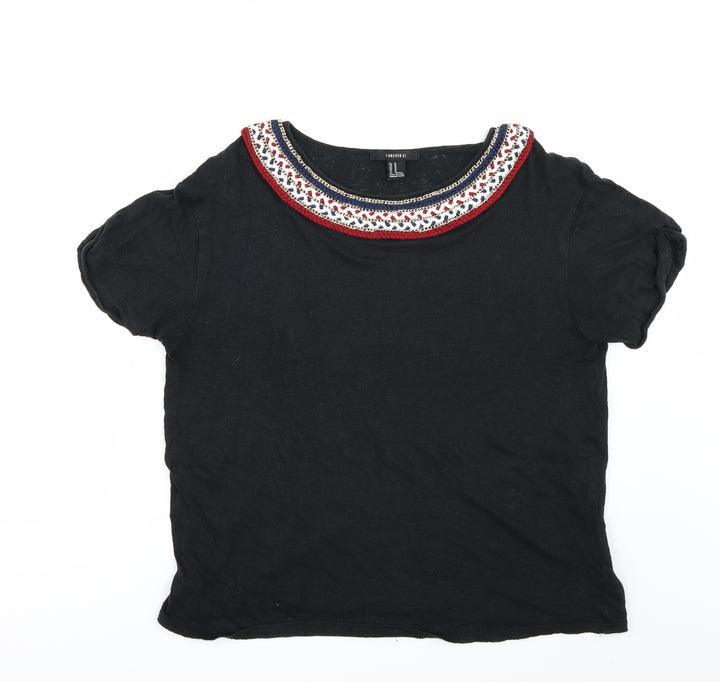 FOREVER 21 Womens Black Basic T-Shirt Size M