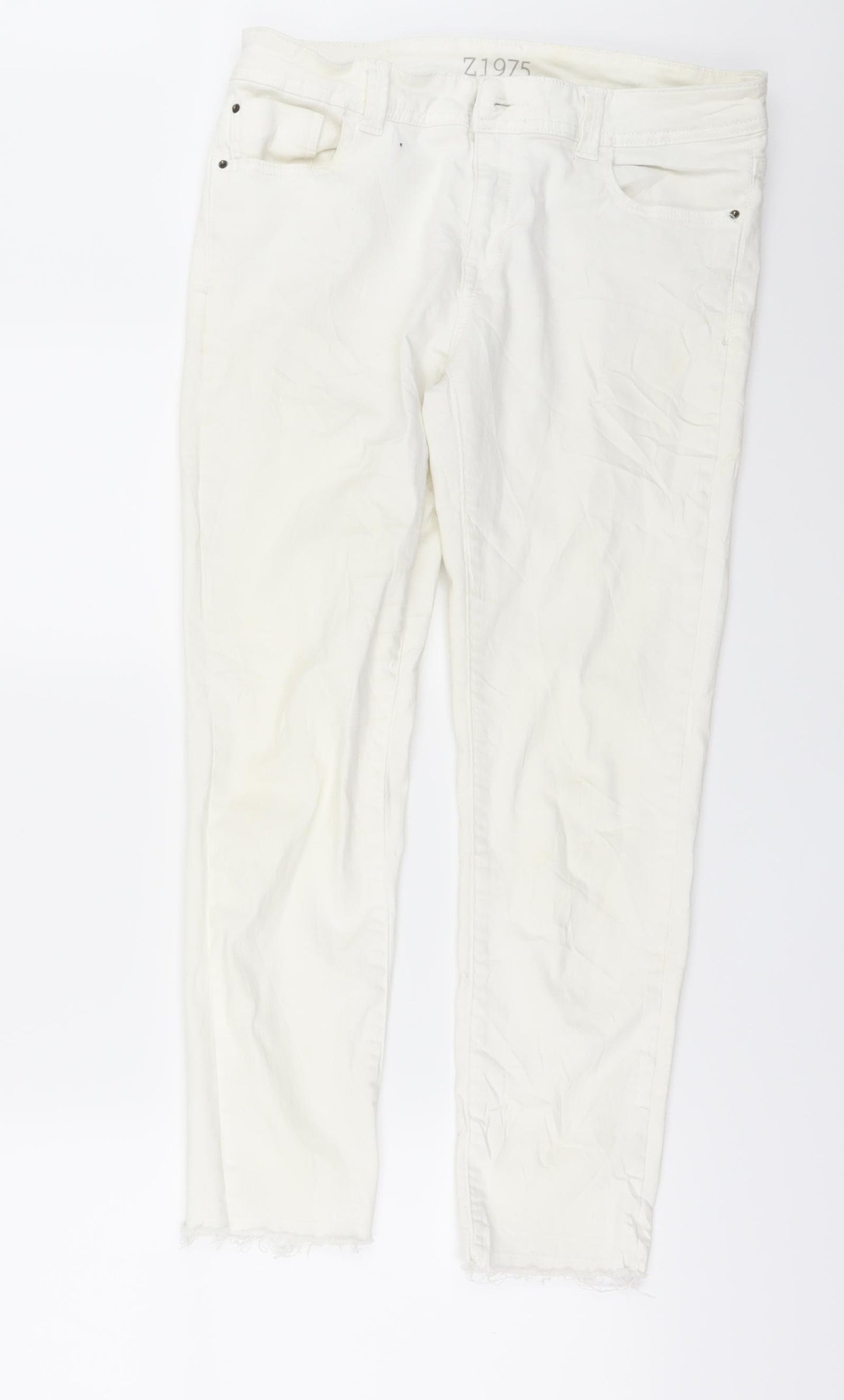 Zara Womens White  Denim Capri Jeans Size 12 L26 in