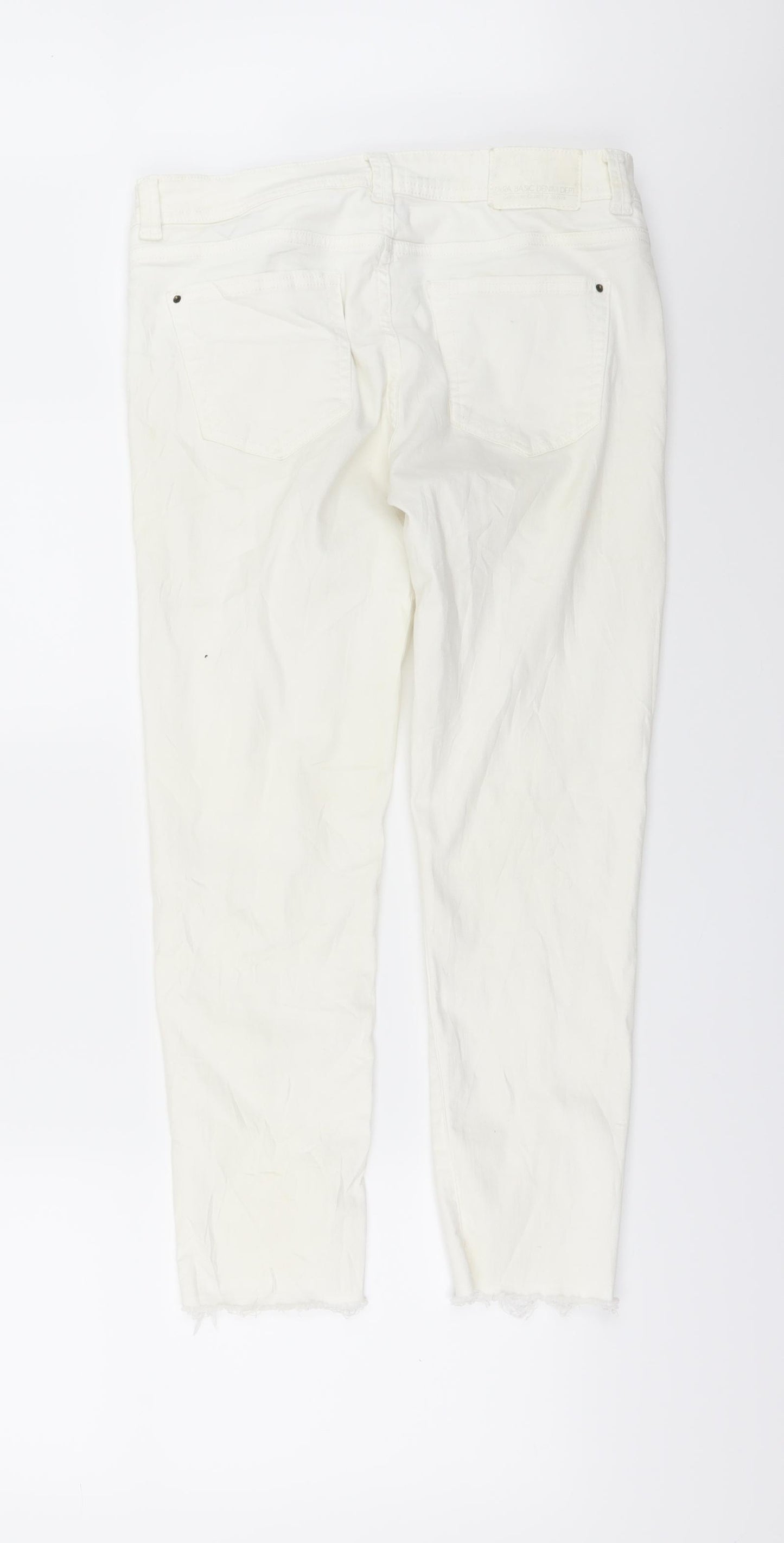 Zara Womens White  Denim Capri Jeans Size 12 L26 in