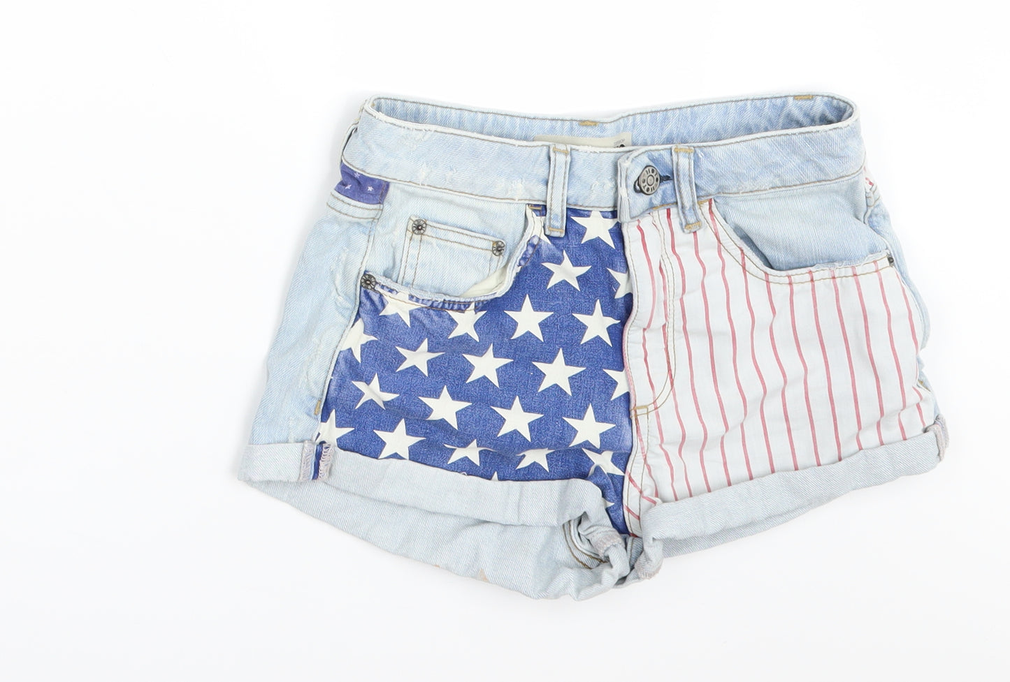 Topshop Womens Blue  Denim Hot Pants Shorts Size 26
