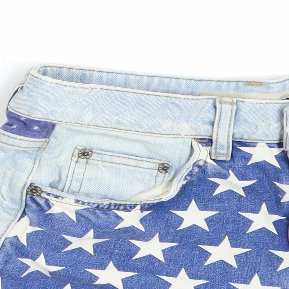 Topshop Womens Blue  Denim Hot Pants Shorts Size 26