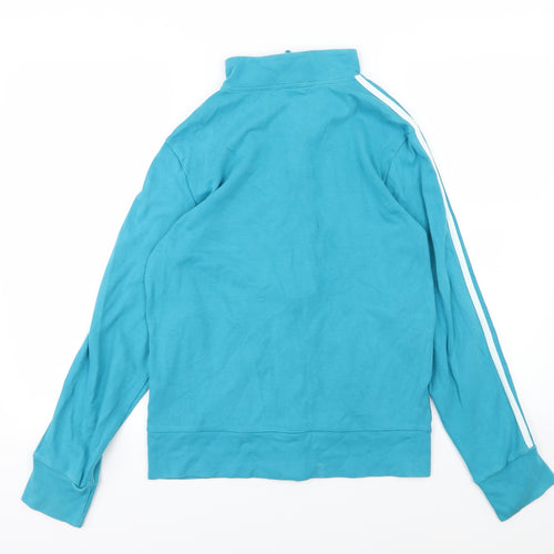 adidas Womens Blue Striped Jersey Full Zip Sweatshirt Size 16