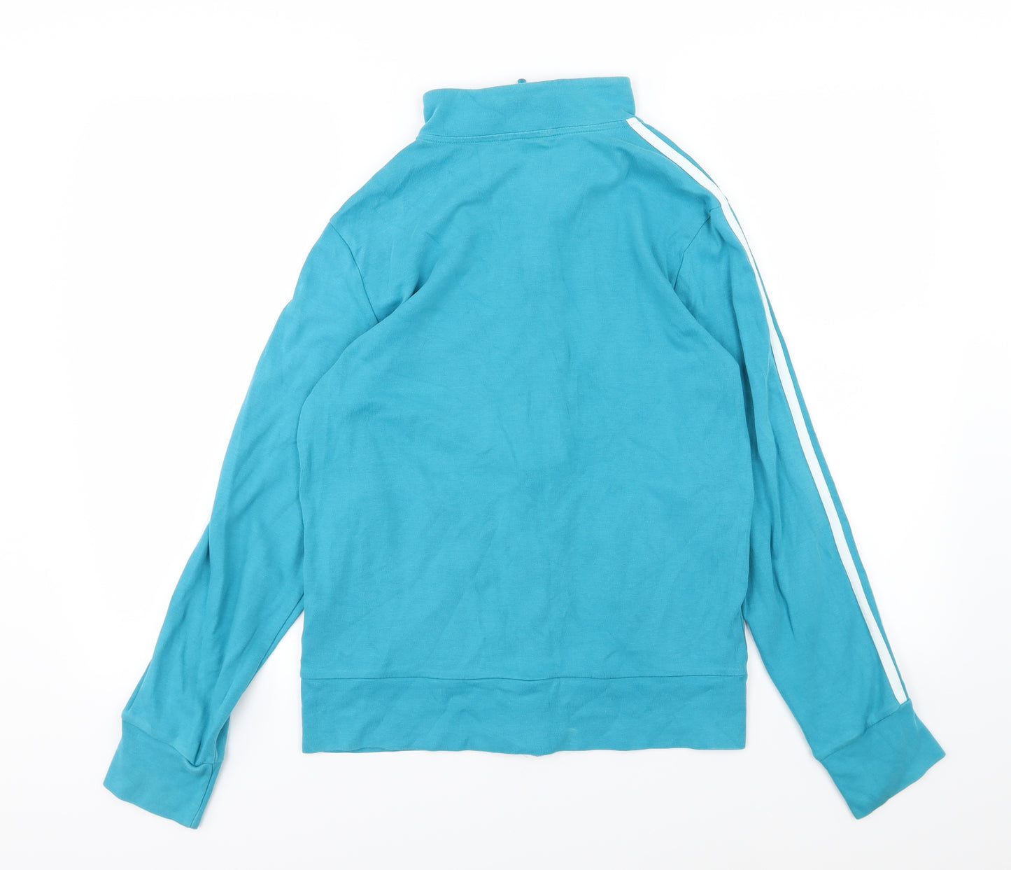 adidas Womens Blue Striped Jersey Full Zip Sweatshirt Size 16