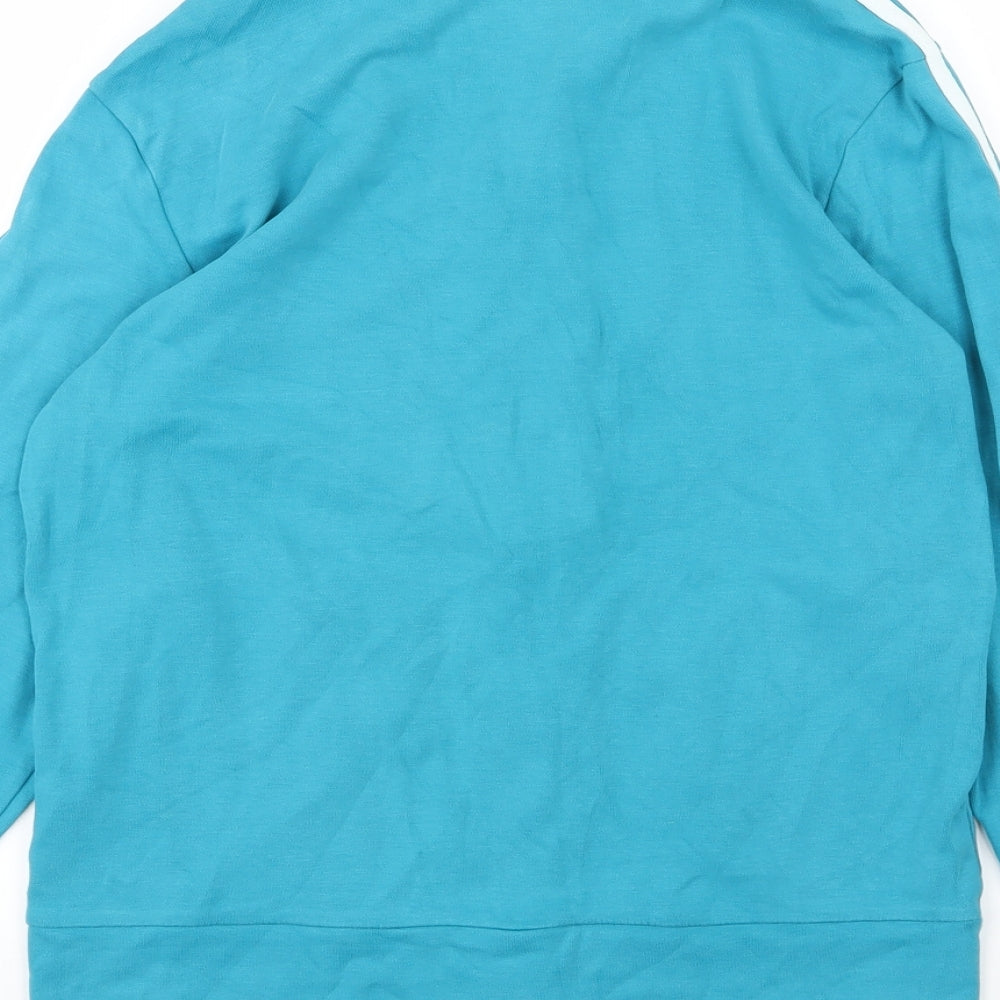 adidas Womens Blue Striped Jersey Full Zip Sweatshirt Size 16