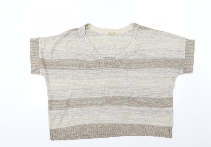 TU Womens Beige Striped Knit Pullover Jumper Size 18