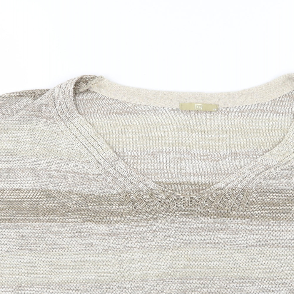 TU Womens Beige Striped Knit Pullover Jumper Size 18