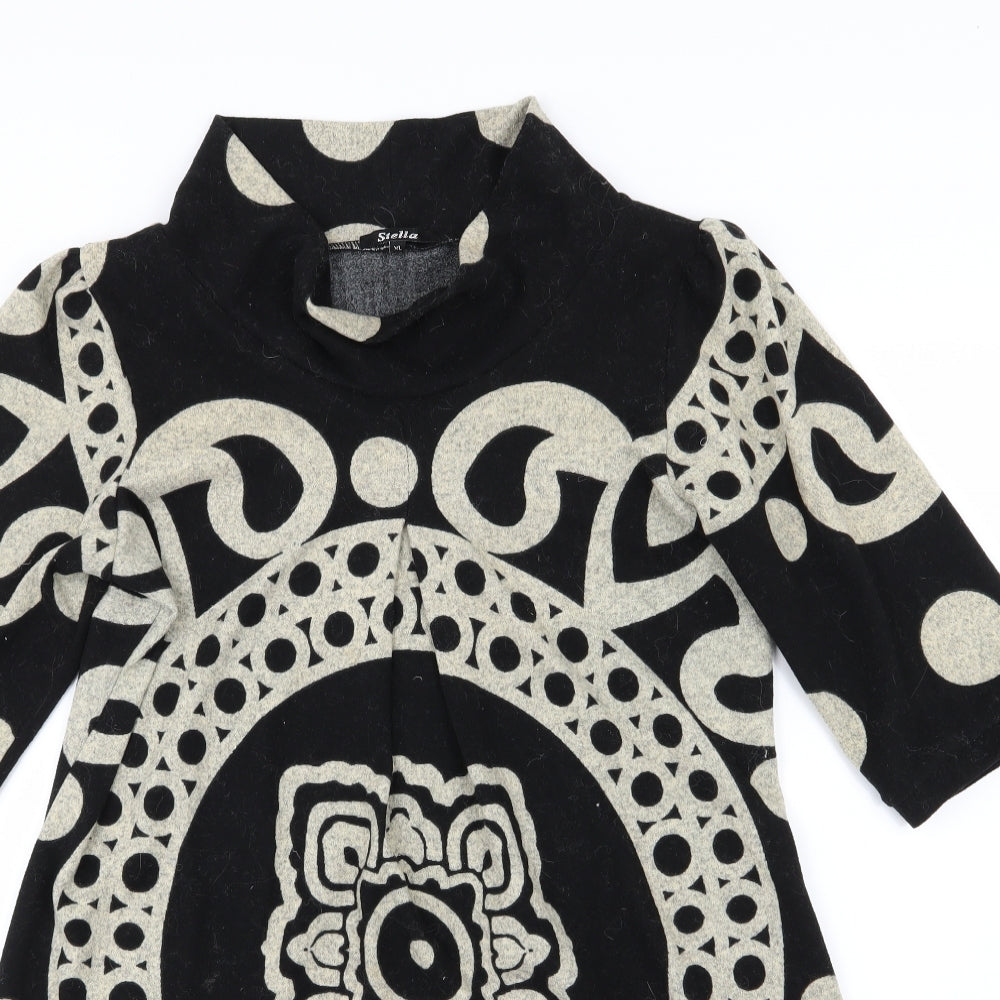 Stella Womens Black Geometric Knit Jumper Dress