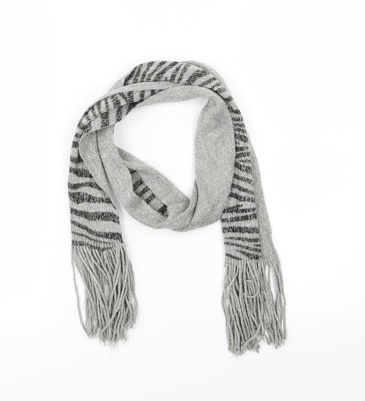 Preworn Womens Grey Striped Knit  Scarf