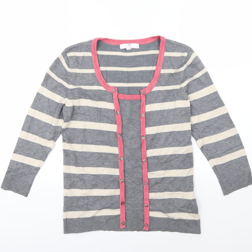 Julipa Womens Grey Striped Knit Pullover Jumper Size 12