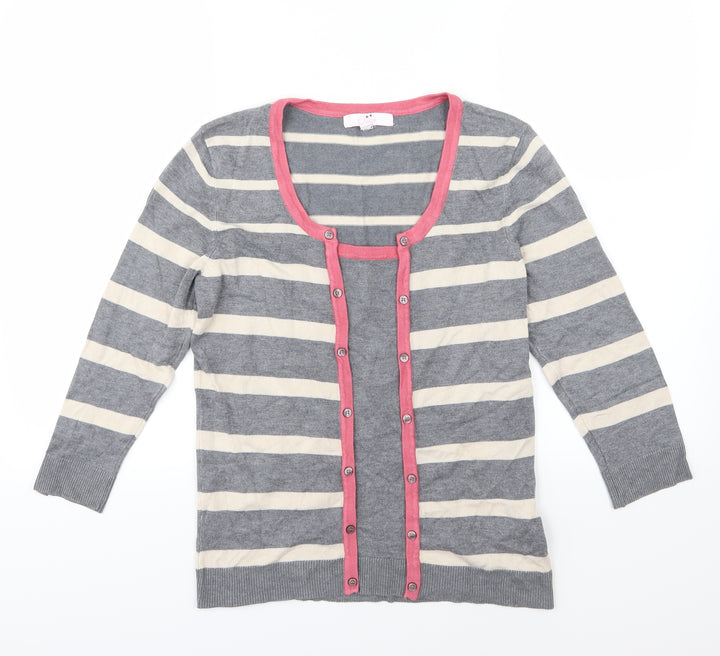 Julipa Womens Grey Striped Knit Pullover Jumper Size 12