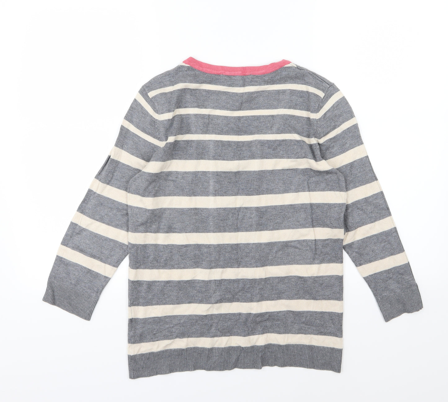 Julipa Womens Grey Striped Knit Pullover Jumper Size 12