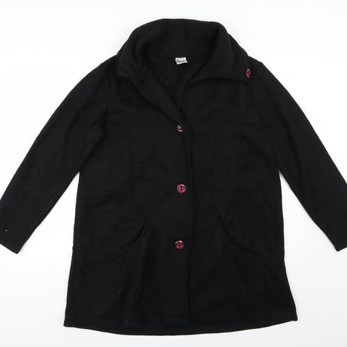 Preworn Womens Black  Fleece Overcoat Coat Size 16