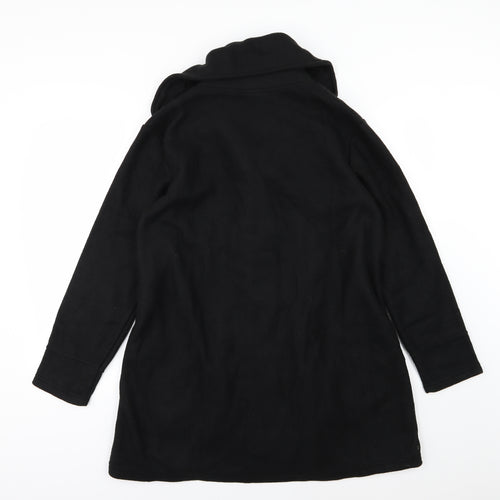 Preworn Womens Black  Fleece Overcoat Coat Size 16