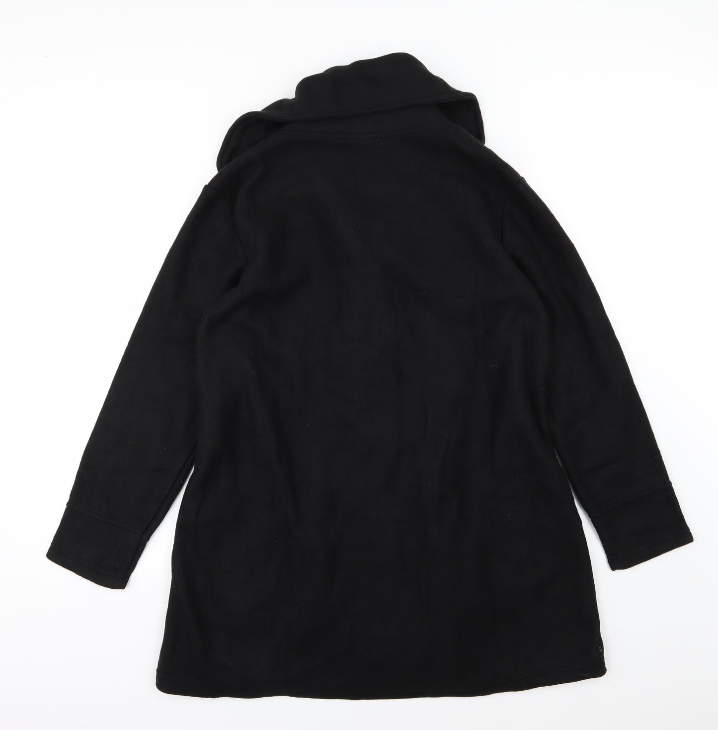 Preworn Womens Black  Fleece Overcoat Coat Size 16