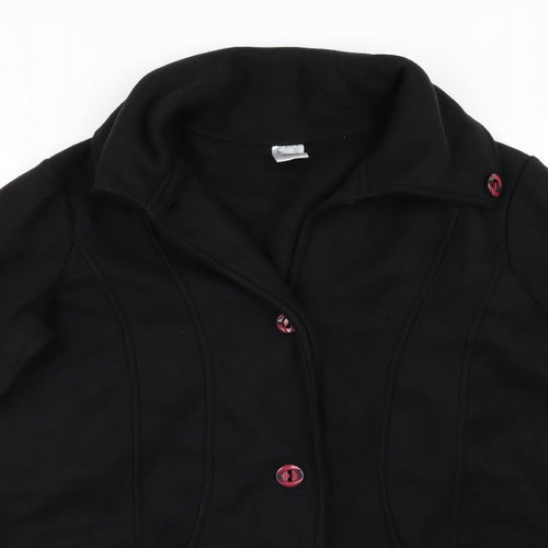 Preworn Womens Black  Fleece Overcoat Coat Size 16