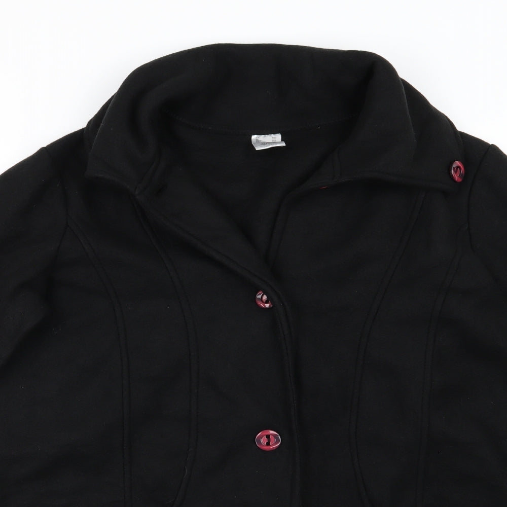 Preworn Womens Black  Fleece Overcoat Coat Size 16