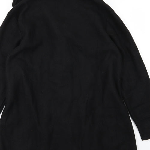 Preworn Womens Black  Fleece Overcoat Coat Size 16