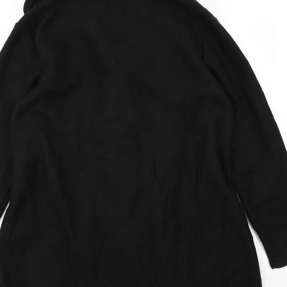 Preworn Womens Black  Fleece Overcoat Coat Size 16