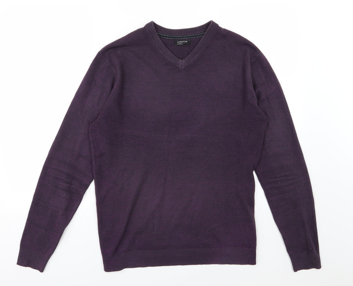 M&Co Mens Purple Knit Pullover Jumper Size S