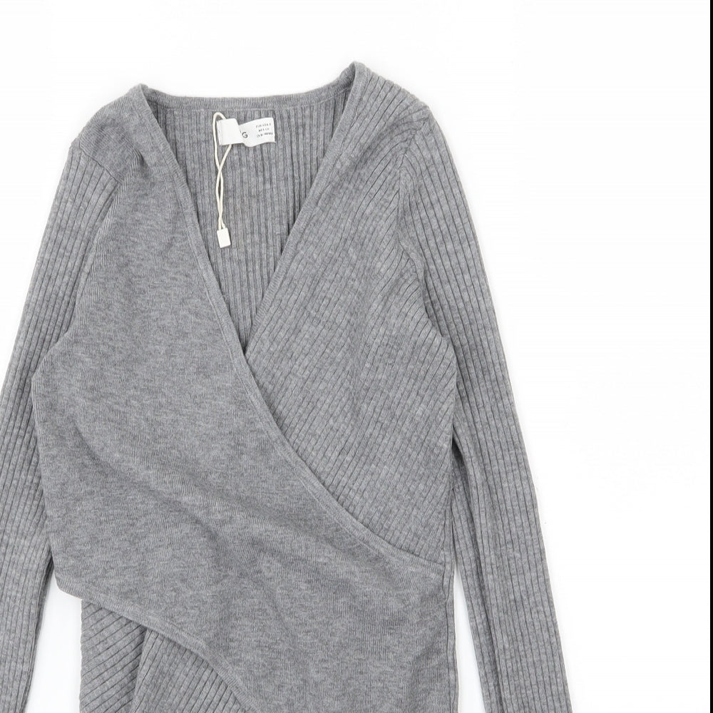 Mango Womens Grey  Knit Pullover Jumper Size S
