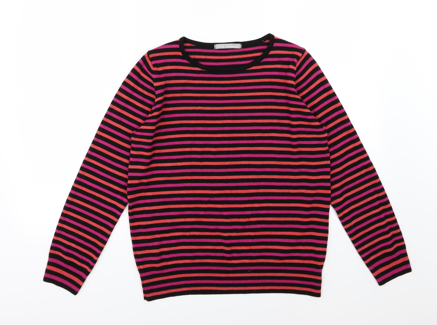 Marks and Spencer Womens Multicoloured Striped Knit Pullover Jumper Size 12