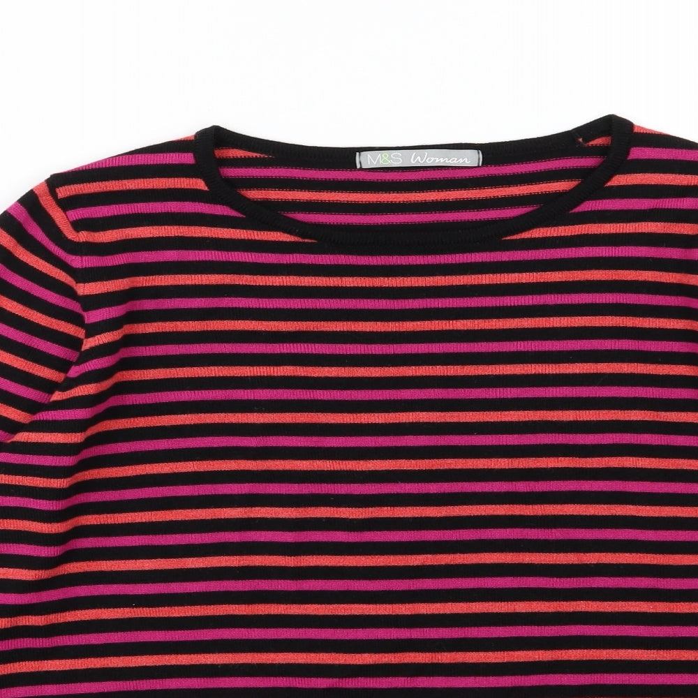 Marks and Spencer Womens Multicoloured Striped Knit Pullover Jumper Size 12