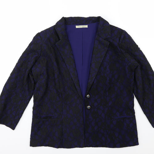 Innocence Womens Blue Floral  Jacket Blazer Size 12