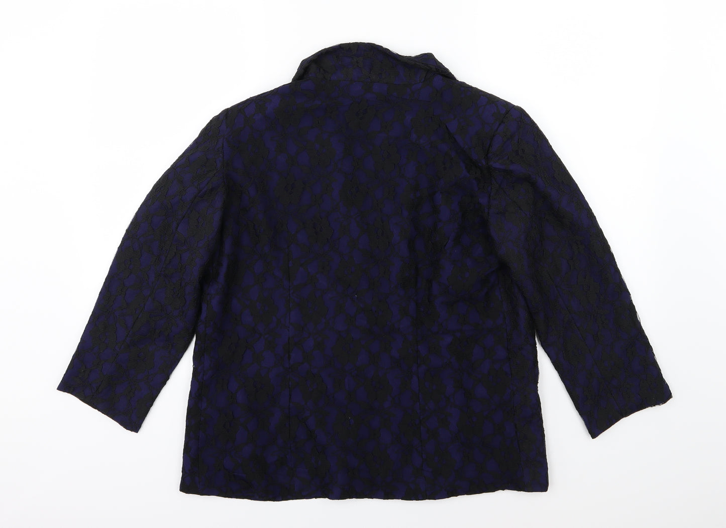 Innocence Womens Blue Floral  Jacket Blazer Size 12