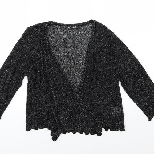 Alexara Womens Black  Knit Cardigan Jumper Size S