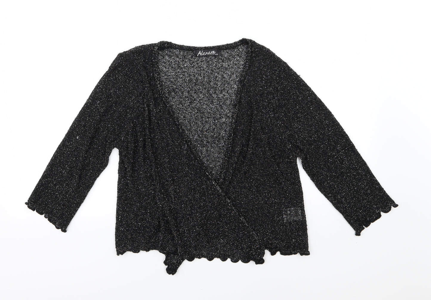 Alexara Womens Black  Knit Cardigan Jumper Size S