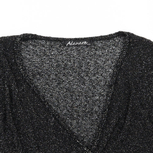 Alexara Womens Black  Knit Cardigan Jumper Size S